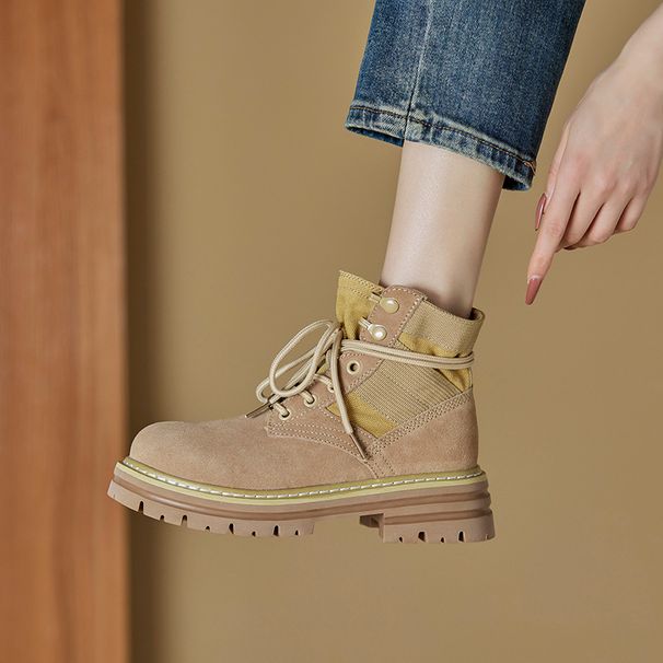 Autumn Winter Martin New Leather Soft Sole Women's Cow Suede Matte Work Boots For Women_vogvips.com