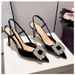 Shallow Versatile Sandals Square Buckle, Pointed Toe, Closed-toe Single Shoes, New High-heeled Women's Shoes With Thin_vogvips.com