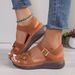 Summer Women Floral Decor Wedge Sandals Adjustable Buckle Hollow Out Non-Slip Sole Daily Beach Casual Walking Shoes_vogvips.com