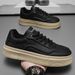 Men's Shoes Breathable Black Leather Panel Shoes Men's Platform Sports And Leisure Shoes_vogvips.com