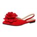 Women's Floral Flat Sandals Pointed Toe Slip-On Summer Style plus Size Closed Toe Shoes_vogvips.com