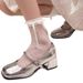 French Style Mary Jane For Women 2025 New Summer Chunky Heel High Heels Silver Single Shallow Mouth With Skirt Small_vogvips.com