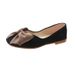 Women's Summer Korean Style New Shallow-Heel Flat Shoes With Square Toe Large Bow, Sweet Soft-Soled Loafers For Work And_vogvips.com