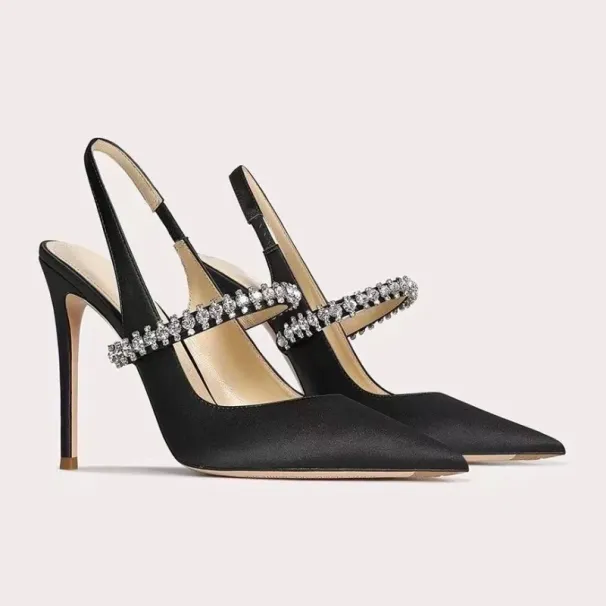Water Diamond New Pointed Slim Heeled High Heels With A Headband And Sandals For Women S Single Shoes_vogvips.com