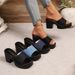 Women's Elegant High Heeled Sandals Summer New Style plus Size Denim Fabric Chunky Heel Size 43_vogvips.com