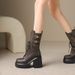 12cm Ultra High Thick Sole Genuine Leather Mid-Calf Autumn Winter Short For Petite Women, Height Increasing Trendy_vogvips.com