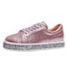Large Size Single Shoe Rhinestone Silver Glossy Lace Up Casual Flat Bottomed Women's Board Shoes_vogvips.com