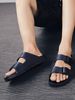 Summer Men's Casual Simple Solid Color Buckle Plastic Slip-On Flat Heel Adjustable Slippers_vogvips.com