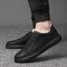 Men's Shoes Round Head Flat Bottom Casual Four Shoes Thick Sole Polish Board Shoes Men_vogvips.com