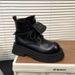 2024 Autumn New Vintage Letter Turn-down Lace-up Martin Worn-out Thick-soled Short Motorcycle Boots For Women_vogvips.com