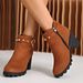 Plus Size High Women's 2024 Autumn Winter New Fashion Martin Chunky Heel Round Toe Side Zipper Ankle Boots_vogvips.com