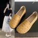Breathable Hollow Women's Doudou Shoes Soft Sole Soft Surface Woven Fabric Comfortable Flat Sole Single Shoe_vogvips.com