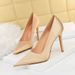 Sexy slimming nightclub party heels Fishscale satin shallow mouth pointed heels_vogvips.com