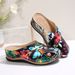 Women's Summer Slip-On Sandals Plus Size 20-25 Thick Soled Hollowed Out Wedge Heel Printed Lazy Style Size 43_vogvips.com