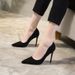 High Heel For Women 2021 New Black Veratile French Style Freh Thin Sexy Mid Heel Profeional Pointed Toe Single_vogvips.com