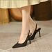 High Heels Thin Heel 2024 Spring Autumn New Satin Blue Pointed Single Back Strap Dress Shoes Closed Toe Women Sandals_vogvips.com