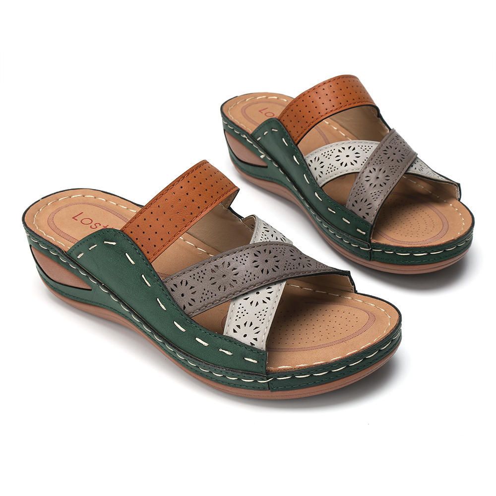 Women's Shoes New Color Matching Women's Sandals Large Size Fish Mouth Fashion Cross Color Matching Slippers_vogvips.com