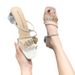 Chunky Heel For Women Summer Outdoor 2024 New French Style Rhinestone Mid-Heel Strap Sandals Crystal High Heels_vogvips.com