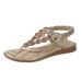 2025 New Cross-Border European And American Fashion Versatile Casual Flat Toe Clip Rhinestone Comfortable Beach Sandals_vogvips.com