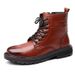 European Warm Series British High-Top Shoes Thick-Soled Side Zipper Short Black Leather Motorcycle Knight Lightweight Martin Boots_vogvips.com