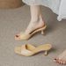 MTX Genuine Leather French Style Small Fragrance Thin Heels Women 2025 Summer Fashion Cowhide Round Toe High Heel Slippers_vogvips.com