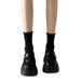 Platform Thick Heel British Style Leather 2025 Spring New Slip-On Women's Shoes Black Loafers_vogvips.com
