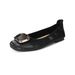 Commuter Square Buckle Flat-soled Single Shoes, Women's Soft Soles Are Not Tired, Grandma Shoes, Shallow Mouth Doudou Shoes_vogvips.com