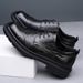 Business Formal British Round Toe Derby Genuine Leather Casual Lace-up Men's Breathable Groom Wedding Shoes Men_vogvips.com