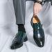 Euro Step Korean Style Pointed Toe Color Block Leather British Business Formal Casual Three-Joint Height Increasing Loafers Large_vogvips.com