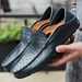 Bean Shoes Flat Men Hollow Leather Slip-on Casual Shoes_vogvips.com
