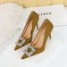 K Wind Spring And Autumn Banquet Women S Super High Heels Shallow Notched Satin Rhinestone Button Single Shoes_vogvips.com