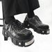 Men's Chunky Derby Shoes - Classic British Style Leather Shoes With Thick Sole, Square Toe Design For Casual Wear, Comfortable & Stylish_vogvips.com