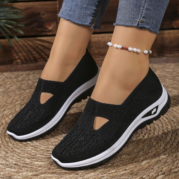 Foreign Trade Cross-Border Plus Size Fashion Comfortable Casual Hollow Breathable Mesh Slip-On Mom Shoes_vogvips.com