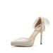 Women's Shoes Casual Business Wedding Party French Satin Apricot High Heels Stiletto Waterproof Platform Shoes Bow Pearl Strap Wedding Shoes_vogvips.com