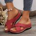 cross-border Women's 2025 New Model Wedge Flat Casual Slippers With Cross Straps, Solid Color, Large Size,_vogvips.com
