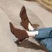 Women's Pointed Toe Ankle Boots Low-Cut Vintage V-Cut Chunky Heel Shoes Suede Lace-Up Winter Spring Fall Booties_vogvips.com