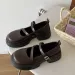 Women Casual Fashion British Style New Trendy Round Toe Retro Thick Sole French Mary Jane Shoes Triple Black Brown Free_vogvips.com