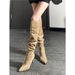 Women's Stylish Stacked Knee High Boots With Pointed Toe And Slim Heel Fashionable Fall Winter Riding Boots For Petite Height Increase_vogvips.com