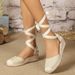 Women's Hemp Rope Wedge Sandals Lace Up Hollow Toe Roman Style Plus Size Comfortable Summer Shoes_vogvips.com