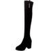 Autumn Winter Over-the-Knee For Women, Chunky Suede Slimming Elastic Lined High Heel Boots, Women's Long Boots_vogvips.com