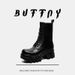 Round Head Paris Black Punk Locomotive Boots Platform Lace-up Martin Boots Heightened Gear Tank Boots_vogvips.com