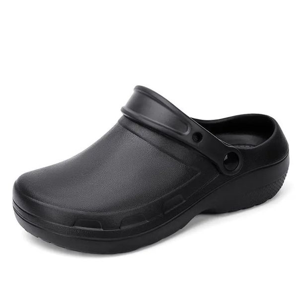 Men Slippers Sandals Waterproof Oilproof Chef Breathable Lightweight Garden Weeding Shoes Casual Male Summer Clogs_vogvips.com