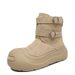 Buffny Unisex Winter Snow Boots With Thick Fur Lining, Non-Slip Rubber Sole & Platform Design For Couples (Khaki/Grey)_vogvips.com