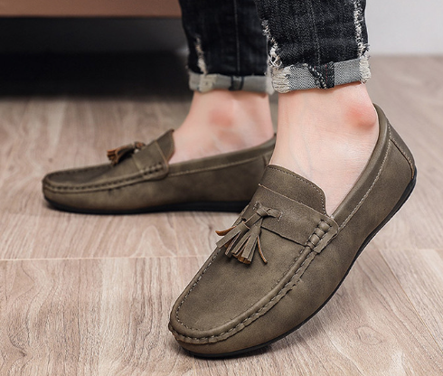 Loafers Single Leather Low-top Slip-on Tassel Driving Men's Shoes Comfortable Lightweight_vogvips.com