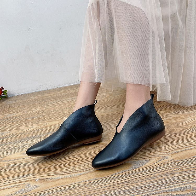 2025 Spring And Autumn New Fashion Solid Color Set Foot Forest Women's Lazy Pointed Flat Casual Single Shoes_vogvips.com