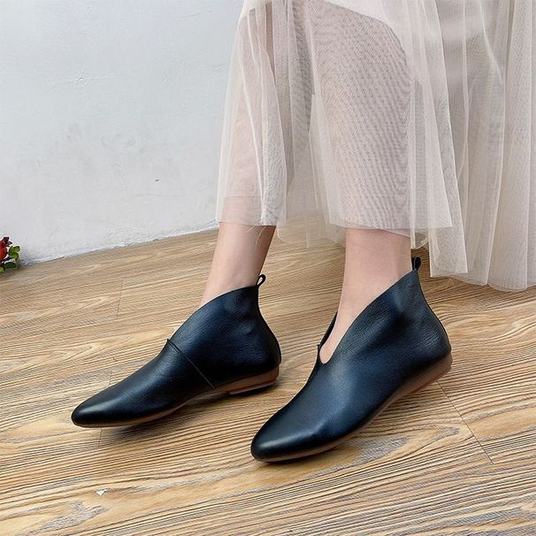 2025 Spring And Autumn New Fashion Solid Color Set Foot Forest Women's Lazy Pointed Flat Casual Single Shoes_vogvips.com