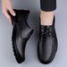 Men's Leather Casual Shoes Loafers Soft Sole Soft Surface Dad Shoes Lace-up Men's Shoes Single Shoes_vogvips.com