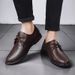 Round Head First Layer Men's Leather Splicing Leather Shoes Lace-up Low State Men's Formal Single Shoes_vogvips.com