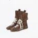 Cowhide Version~ Internal Height Increase Short Martin Petite Boxing Boots For Women, Versatile Suede Lace-up Ankle_vogvips.com