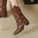 Women's Shoes Plus Size Ankle Boots, V Neck Martin Boots, Fashionable Western Cowboy Boots, Studded Mid Calf Cigarette Boots_vogvips.com